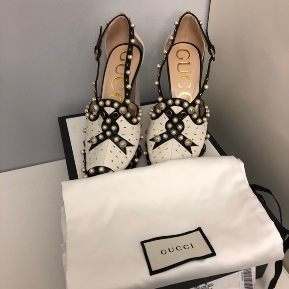 NWT Gucci Tracy 100mm Pearl Studded Pump sz 38 - Picture 6 of 8